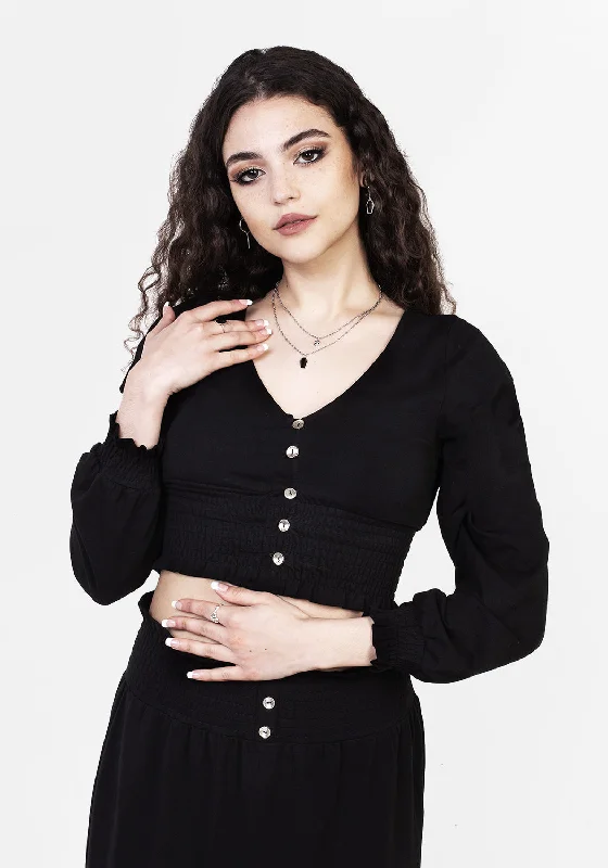 DOLLSOME SHIRRED JERSEY CROP TOP Feminine Women's Style 