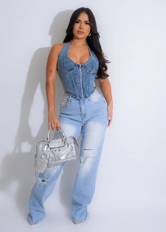I Choose You Bustier Top Light Denim European