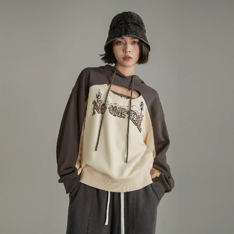 Front Split Color Hoodie Traditional Women's 