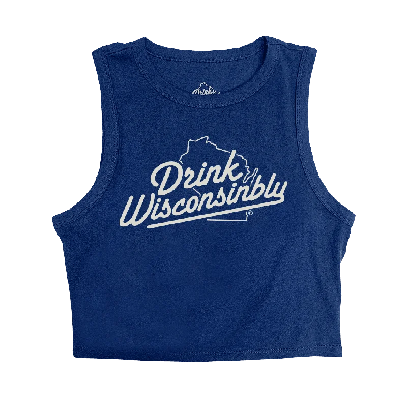 Women's Navy Crop Tank Top Adventure