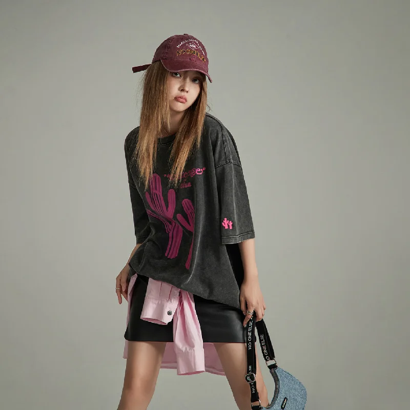 Pink Cactus Oversize T-Shirt French