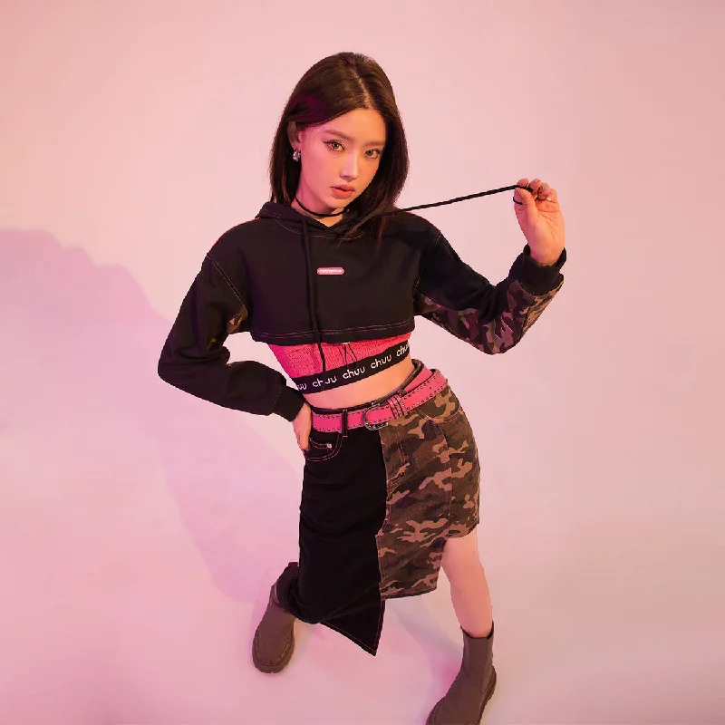Camouflage Maxi Cropped Hoodie Sustainable Organic