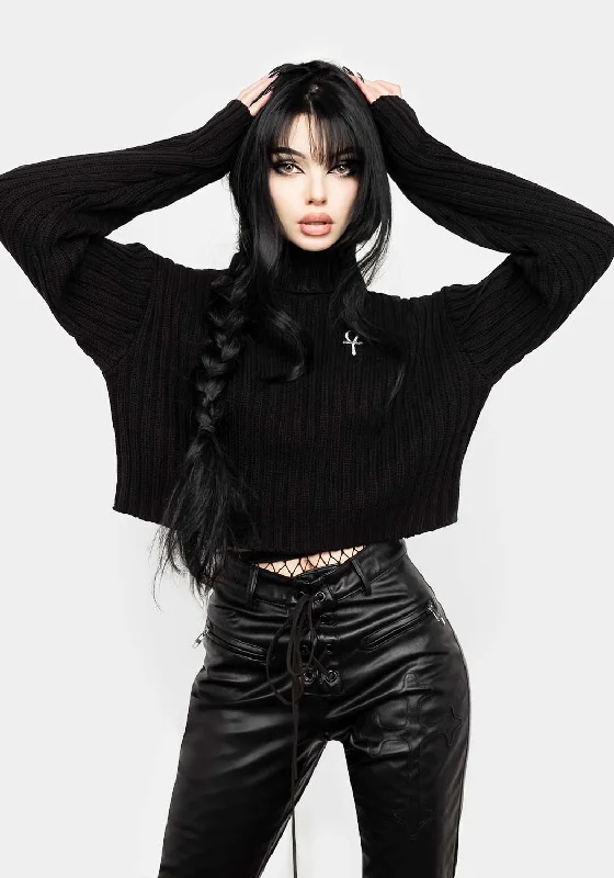 Fate Funnel-Neck Crop Jumper Polished Women's Silk