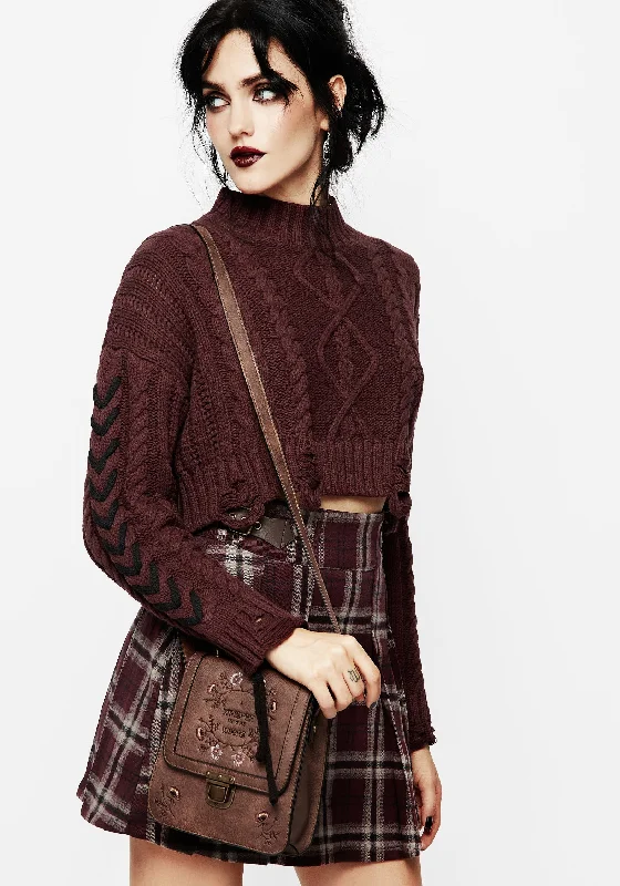 Skulk Distressed Cable Knit Crop Jumper Hip Women's Retro
