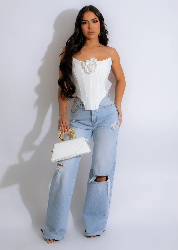 Personal Growth Corset White Stylish Women's Tropical 