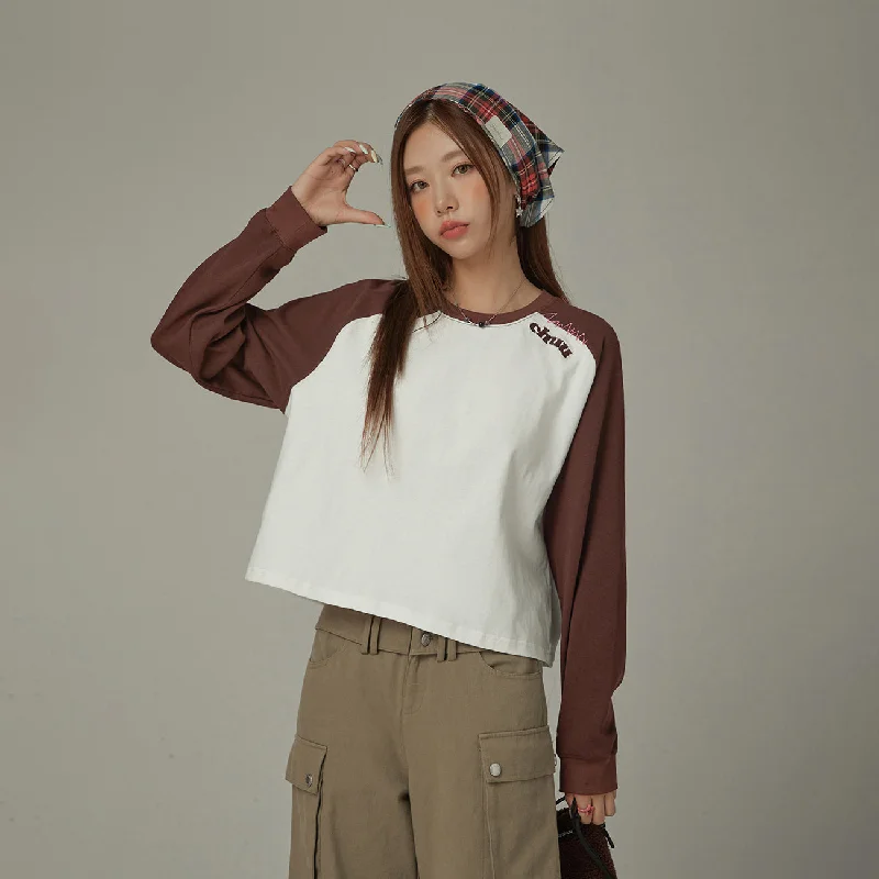 Two Toned Loose Fit Long Sleeve T-Shirt Dynamic Women's High - energy
