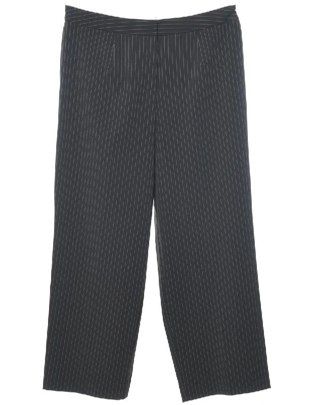 Pinstriped Black Casual Trousers - W34 L28 Streetwear Style for 