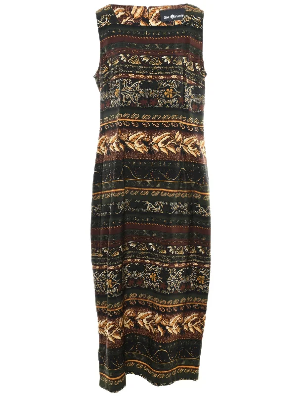 Leafy Print Dress - M Stylish Women's Neon