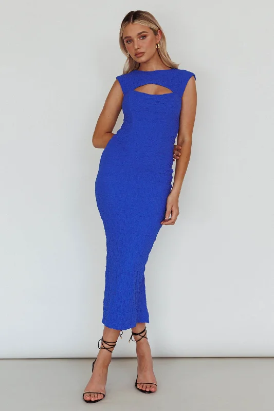 Osaka Lace-Up Back Midi Dress Cobalt Youthful Women's Anime - inspired