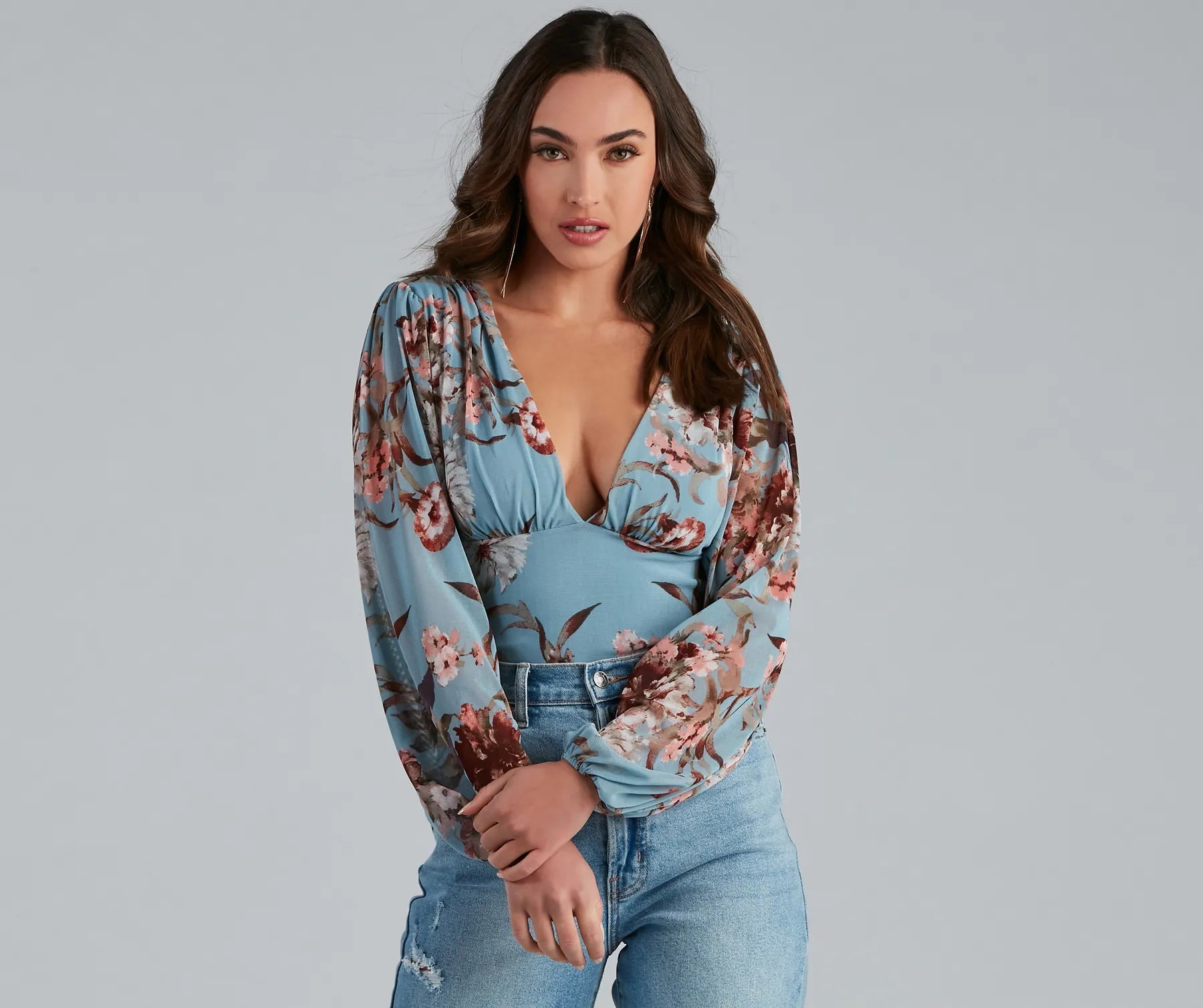 Blooming Chic Floral Bodysuit Monochromatic All - in - one