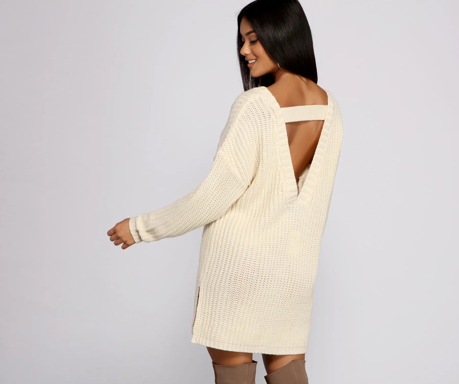 Cozy Knit Long Sleeve Tunic Classic Women's Tweed