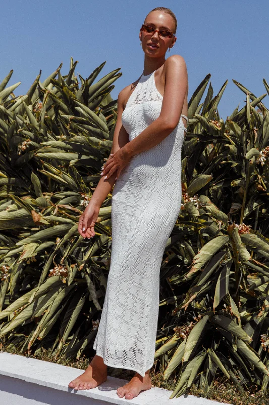 Bermuda Shores Crochet Maxi Dress White Practical Women's Quick - dry