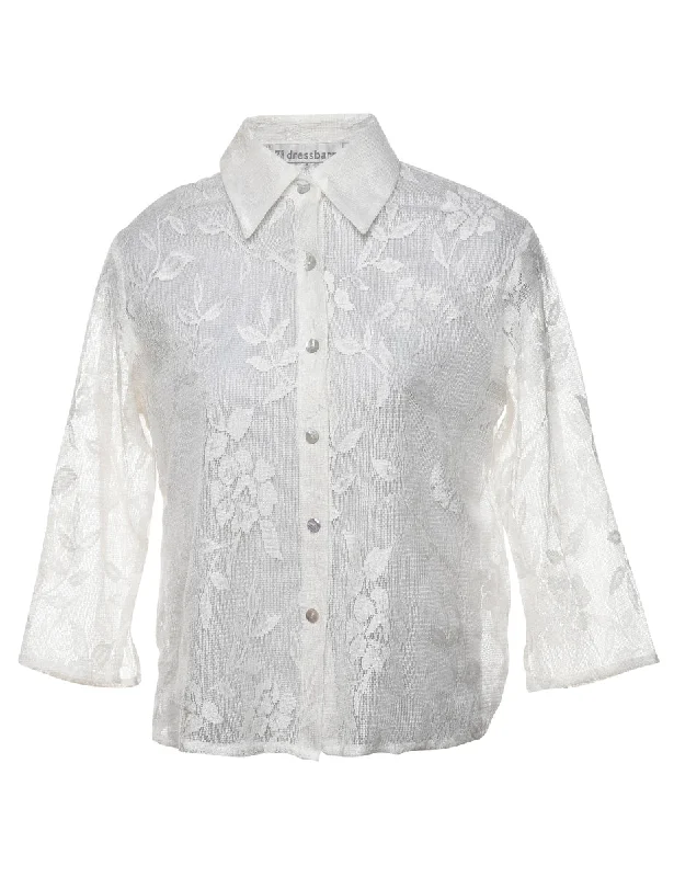 White Lace Blouse - M Laid - back Women's Style