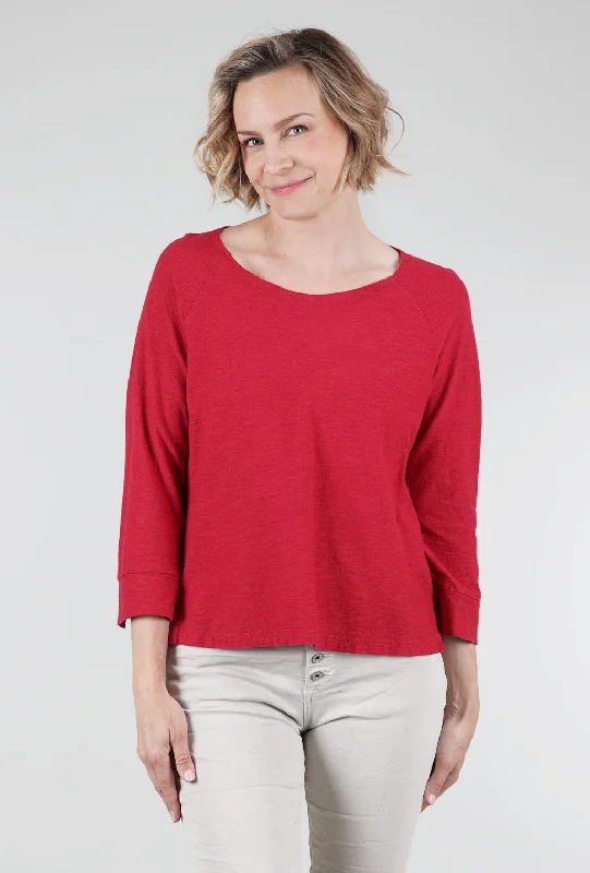 Raglan Crop T-Shirt, Cardinal Traditional Women's Wool