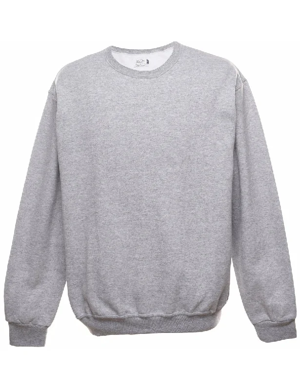 Grey Plain Sweatshirt - L Sleek Women's Metallic