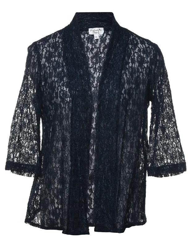 Floral Pattern Navy Lace Jacket - S performance