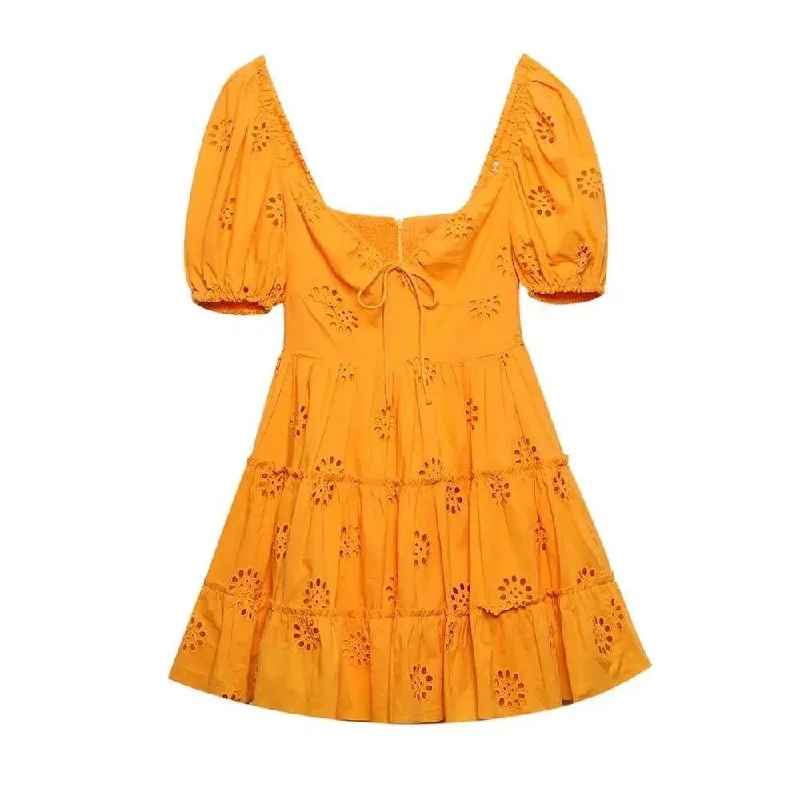 Jream Cotton Eyelet Mini Dress Dapper Women's 1920S