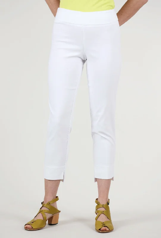 Step Hem Ankle Pique Pant, White Dapper Women's 1920S