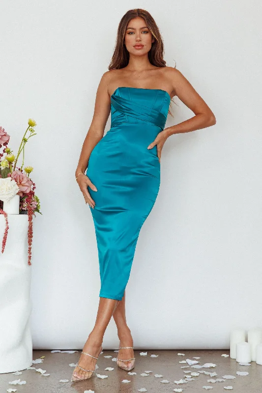 Still Mine Strapless Midi Dress Green Women