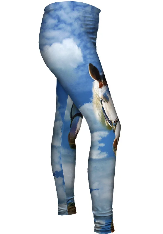 Homely White Horse Laid - back Women's Style