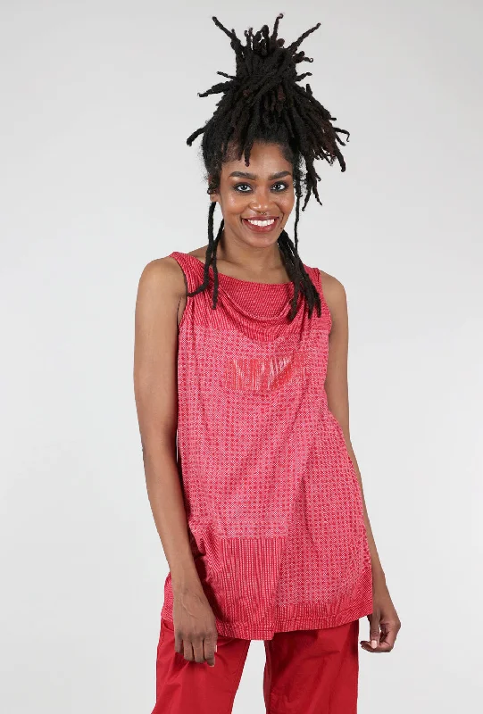 Pointillist Drape Tank, Chili Print Dapper Women's 1920S