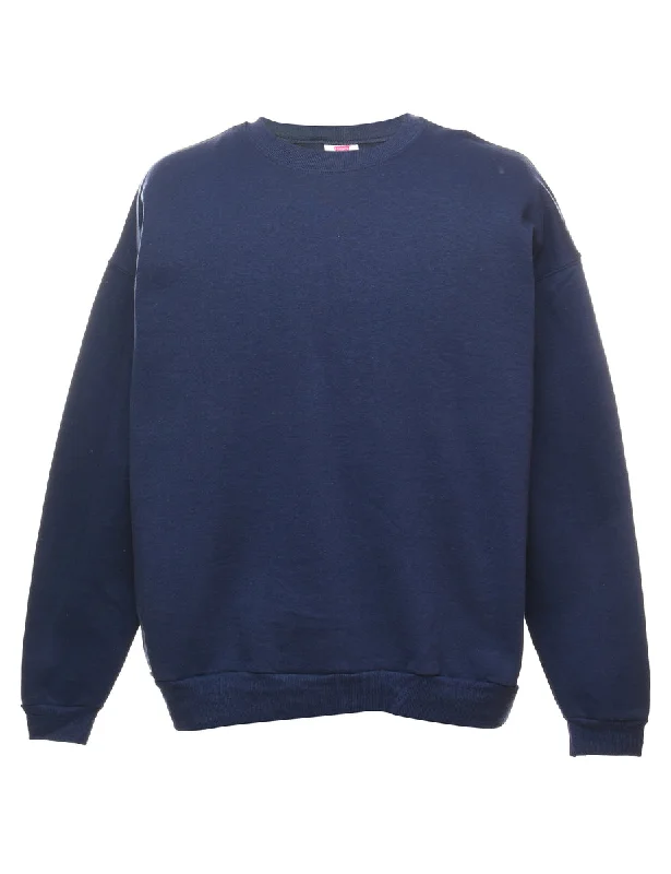 Navy Plain Sweatshirt - XL Elegant Women's 