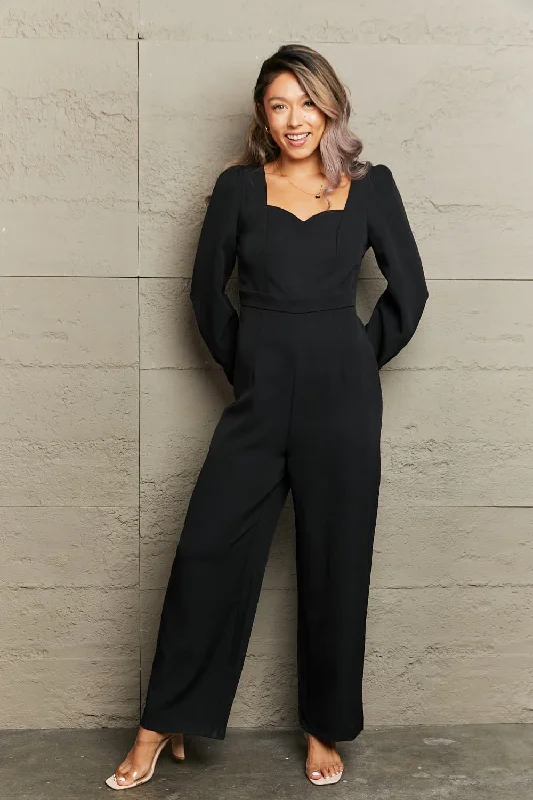 Sweetheart Neck Flounce Sleeve Jumpsuit Bold Women's Animal Print