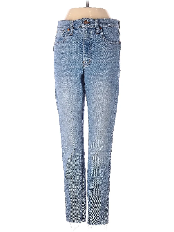 High-Rise Straight-leg Jeans in Light Wash Sleek Women's Metallic