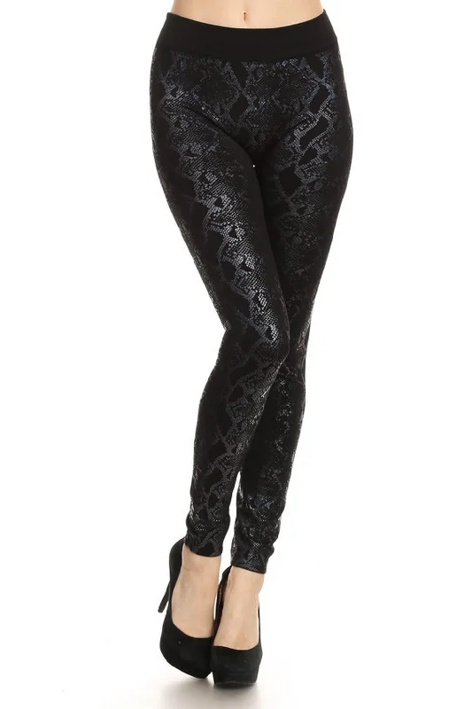 Blue Metalic Snake Print Leggings Hip Women's Urban
