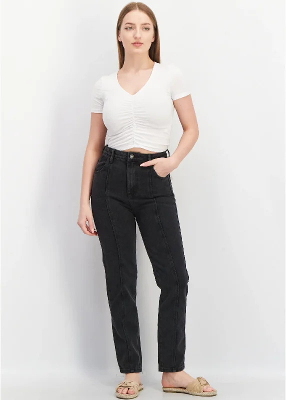 Women's Plain Jeans,Black Cashmere