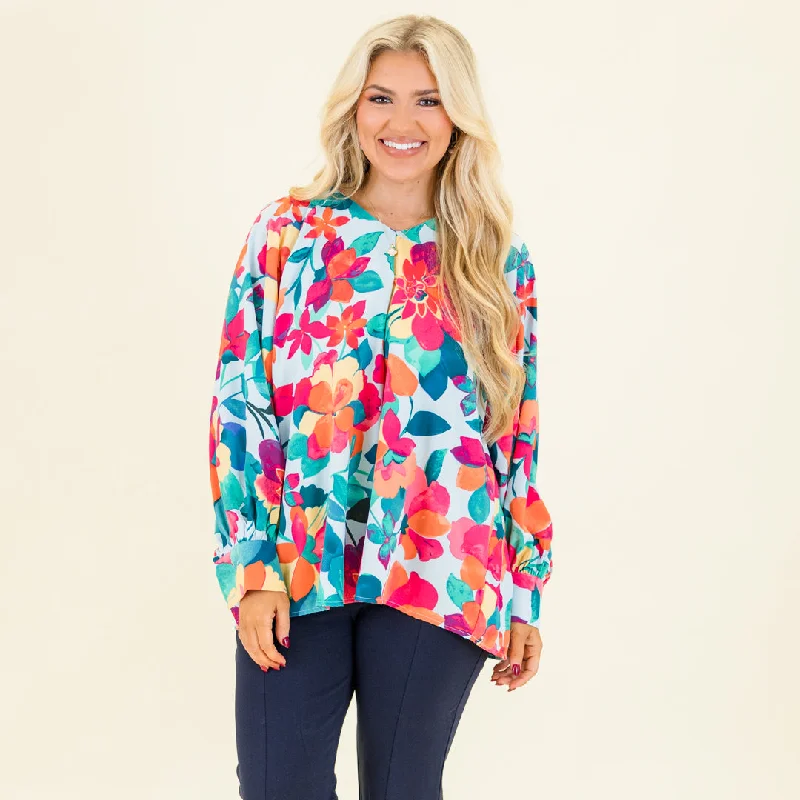 Southern Sweetness Top, Blue-Multi Dynamic Women's Moto