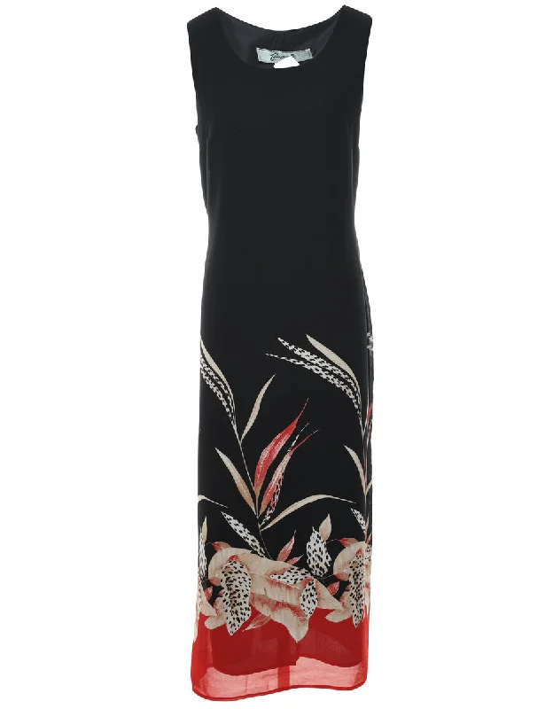 Leafy Print Dress - L Traditional Women's Wool