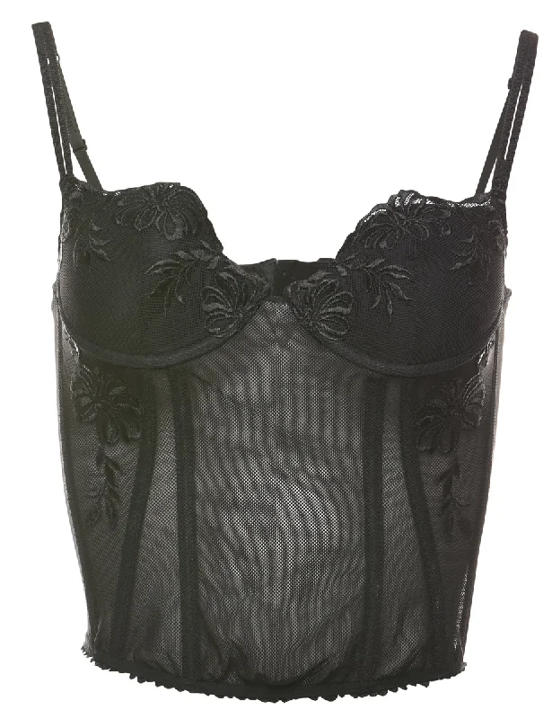 Black Lace Sheer Bustier - S Classic Women's Tweed
