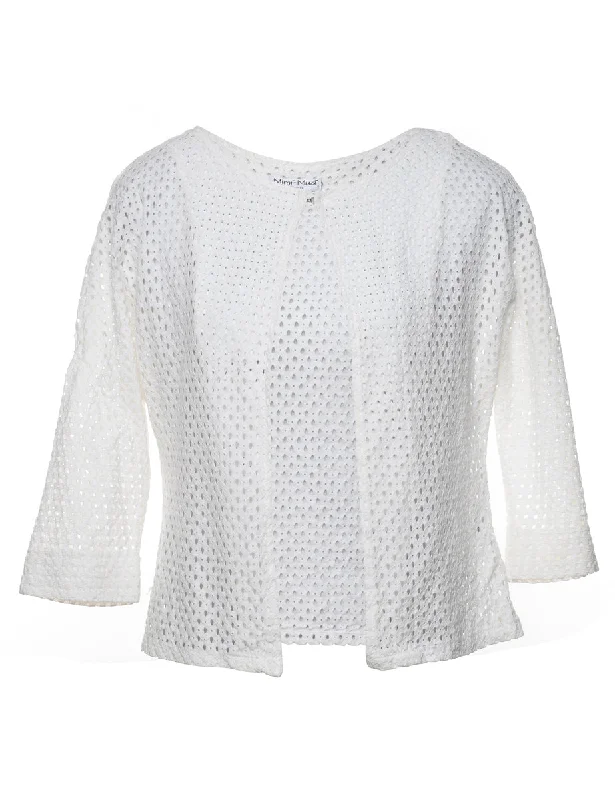 White Lace 3/4 Sleeve Evening Jacket - S French