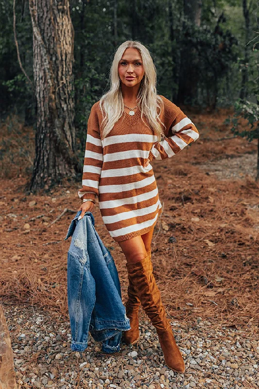 Cozy Daydream Stripe Sweater Dress Earthy Women's 