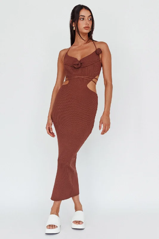 Rue Rose Accent Ribbed Knit Midi Dress Coco Street