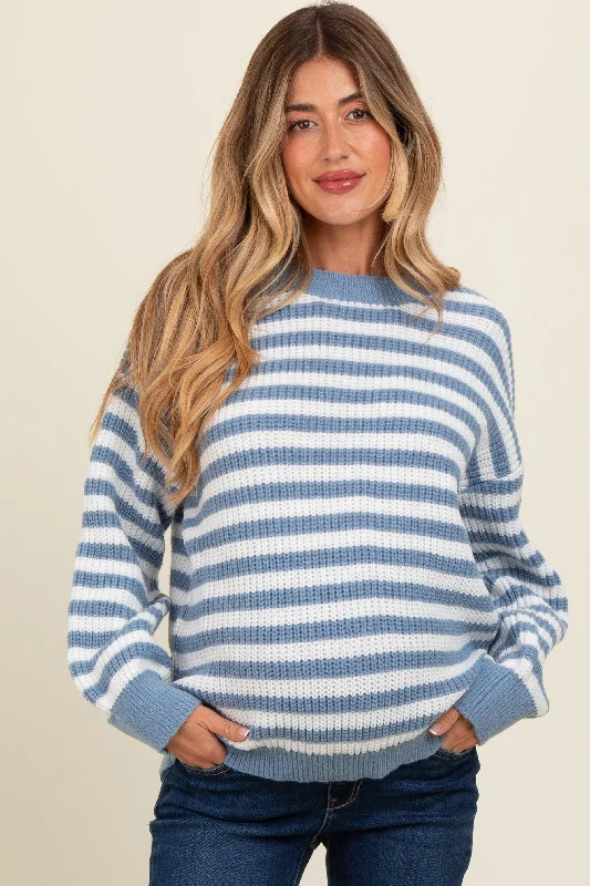 Blue Striped Crew Neck Maternity Sweater purpose