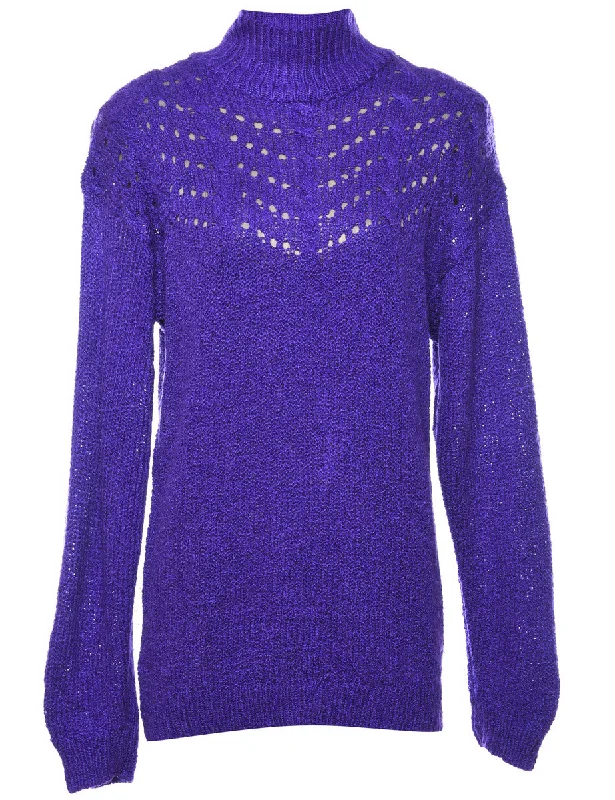 Purple Jumper - L Traditional Women's Wool
