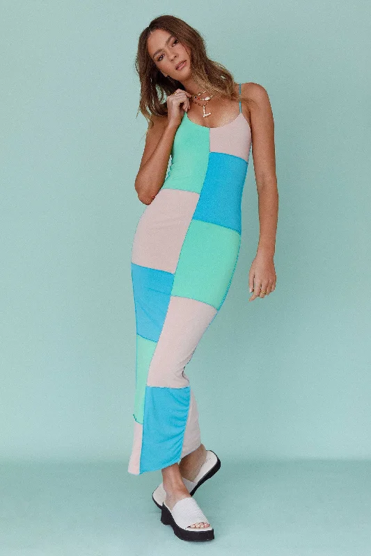Crossroad Geometric Midi Dress Cerulean Gym