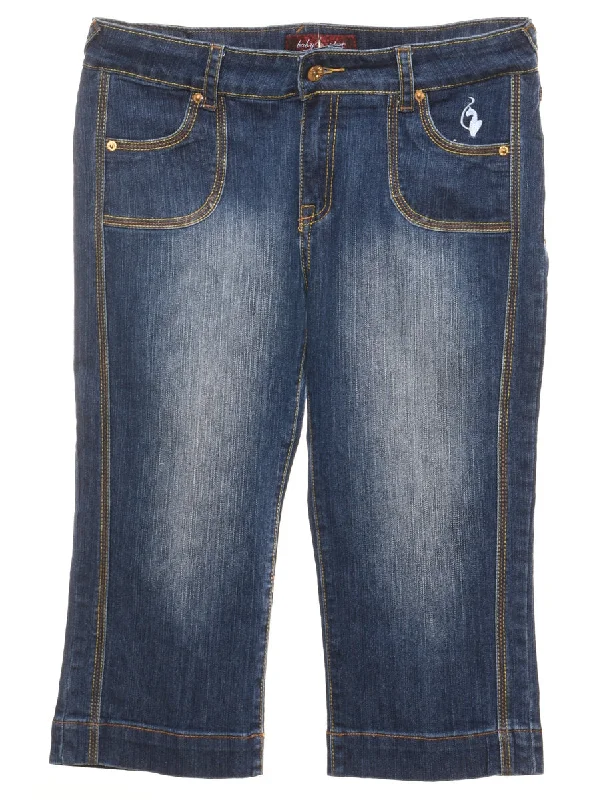 Cropped Baby Phat Y2K Embellished Jeans - W34 L18 Classic Women's Tweed