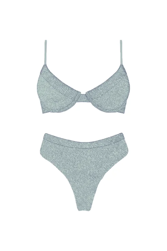 Zuma High Waist Bikini Bottom Mint Sleek Women's Metallic