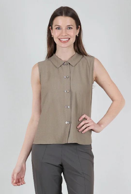 Sleeveless Twinbutton Top, Hazelnut Youthful Women's Anime - inspired