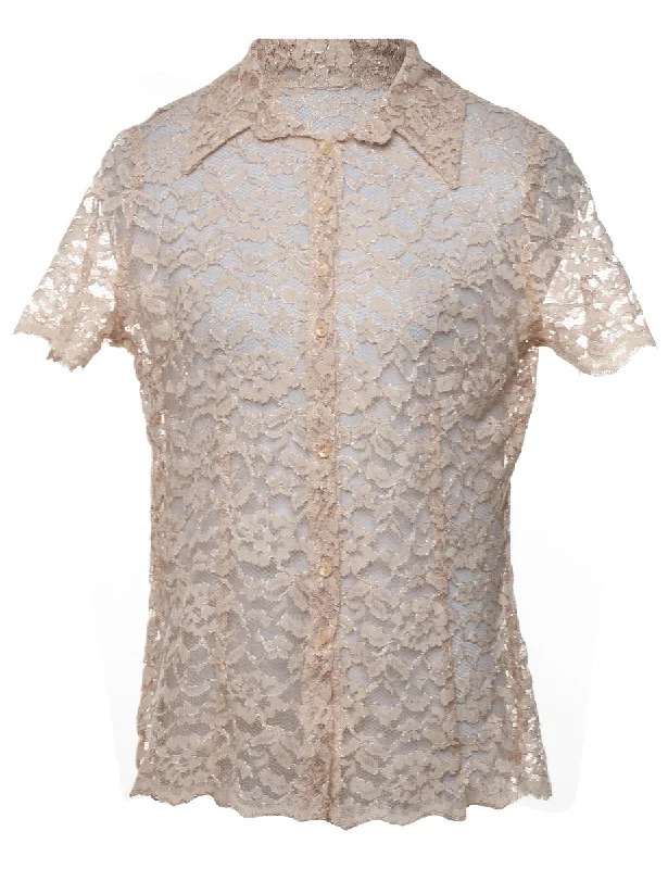 Floral Lace Shirt - M British Gentlewoman Style