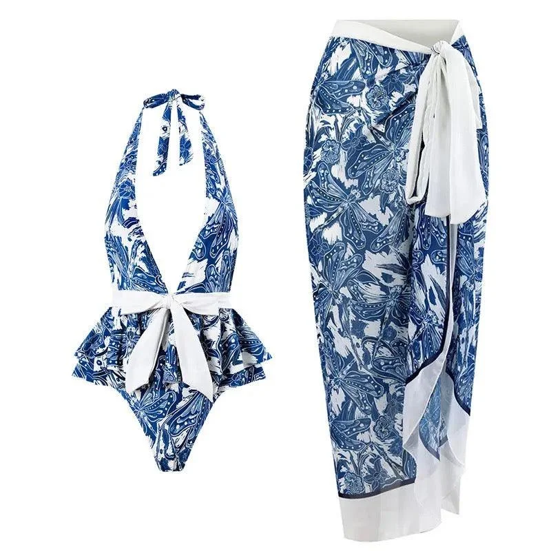Gisessle swimsuit with Sarong skirt Bold Women's Animal Print