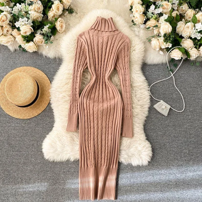 Macy Woolen Bodycon Dress Youthful Women's Pop