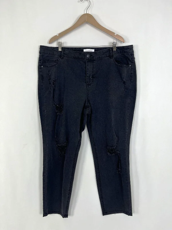 eloquii Size 20 Black Distressed Jeans Sharp Women's Italian