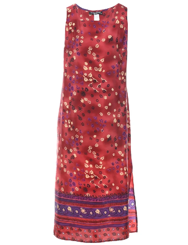 Floral Print Dress - M Casual Women's Loose - fitting