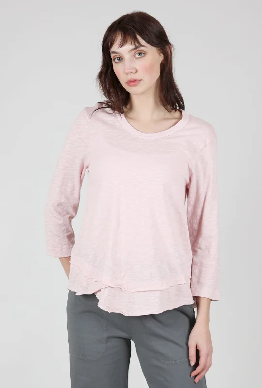Shrunken Crew 3/4 Mock-Layer Tee, Pinky Confident Women's Power