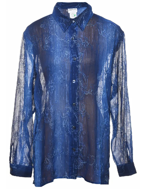 Sheer Effect Blouse - M Casual Women's Loose - fitting