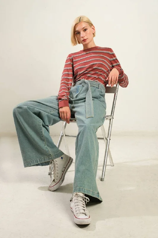THINK OF ME DENIM PANTS Trendy Women's Oversized